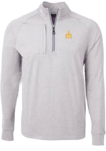 Cutter and Buck Seattle Mariners Mens Grey Cooperstown Adapt Eco Long Sleeve Qtr Zip Pullover