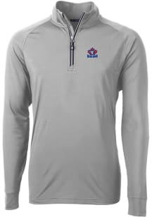 Cutter and Buck Toronto Blue Jays Mens Grey Cooperstown Adapt Eco Knit Long Sleeve Qtr Zip Pullove..