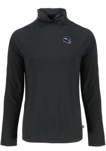 Cutter and Buck Minnesota Vikings Womens Black Helmet Coastline Eco Funnel Neck Crew Sweatshirt