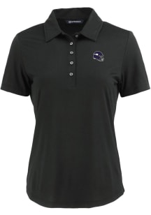 Cutter and Buck Minnesota Vikings Womens Black Helmet Coastline Eco Short Sleeve Polo Shirt