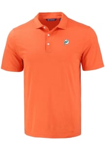 Cutter and Buck Miami Dolphins Mens Orange Historic Coastline Eco Short Sleeve Polo