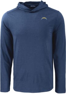 Cutter and Buck Los Angeles Chargers Mens Navy Blue Coastline Eco Long Sleeve Hoodie
