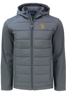 Cutter and Buck San Diego Padres Mens Grey Evoke Hood Medium Weight Jacket