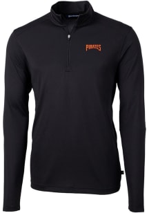 Cutter and Buck Pittsburgh Pirates Mens Black Cooperstown Virtue Eco Pique Long Sleeve Qtr Zip Pul..