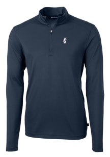 Cutter and Buck Chicago Cubs Mens Navy Blue Cooperstown Virtue Eco Pique Long Sleeve Qtr Zip Pullo..