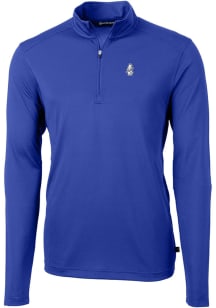 Cutter and Buck Chicago Cubs Mens Blue Cooperstown Virtue Eco Pique Long Sleeve Qtr Zip Pullover