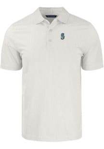 Cutter and Buck Seattle Mariners White Pike Symmetry Big and Tall Polo