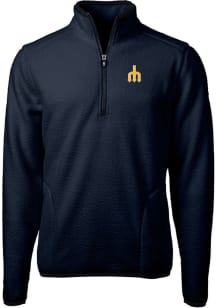 Cutter and Buck Seattle Mariners Mens Navy Blue Cooperstown Cascade Sherpa Long Sleeve Qtr Zip Pul..