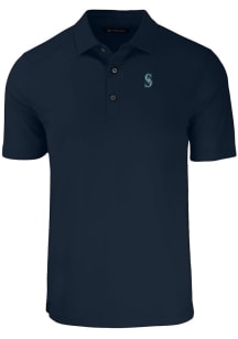 Cutter and Buck Seattle Mariners Mens Navy Blue Forge Recycled Short Sleeve Polo