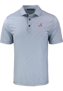 Cutter and Buck Atlanta Braves Mens Grey Pike Pebble Red Logo Short Sleeve Polo