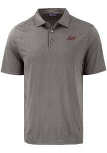 Cutter and Buck New York Mets Mens Grey Cooperstown Coastline Eco Short Sleeve Polo