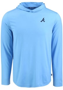 Cutter and Buck Atlanta Braves Mens Blue Coastline Eco Long Sleeve Lightweight Hoodie