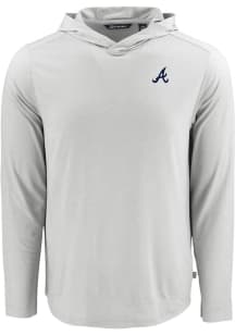 Cutter and Buck Atlanta Braves Mens Charcoal Coastline Eco Long Sleeve Hoodie
