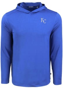Cutter and Buck Kansas City Royals Mens Blue Coastline Eco Long Sleeve Lightweight Hoodie