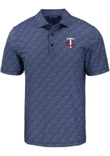 Cutter and Buck Minnesota Twins Mens Navy Blue Pike Pebble Short Sleeve Polo