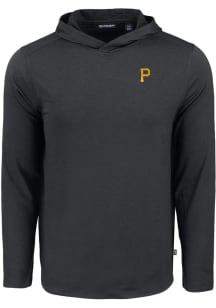 Cutter and Buck Pittsburgh Pirates Mens Black Coastline Eco Long Sleeve Lightweight Hoodie