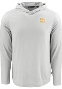Cutter and Buck San Diego Padres Mens Charcoal Coastline Eco Long Sleeve Hoodie