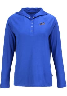 Cutter and Buck New York Mets Womens Blue Cooperstown Coastline Eco Hooded Sweatshirt