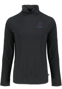 Cutter and Buck Miami Marlins Womens Black Coastline Eco Funnel Neck Crew Sweatshirt