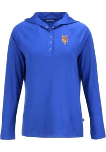 Cutter and Buck New York Mets Womens Blue Coastline Eco Hooded Sweatshirt