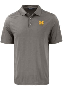 Cutter and Buck Michigan Wolverines Mens Grey Alumni Coastline Eco Short Sleeve Polo