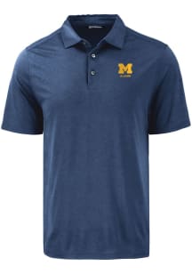 Cutter and Buck Michigan Wolverines Mens Blue Alumni Coastline Eco Short Sleeve Polo