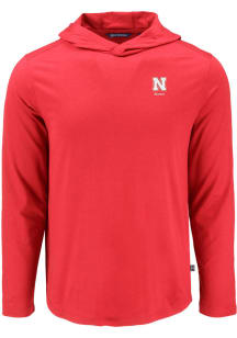 Cutter and Buck Nebraska Cornhuskers Mens Red Alumni Coastline Eco Long Sleeve Lightweight Hoodie