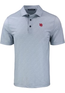Cutter and Buck Nebraska Cornhuskers Mens Grey Vault Pike Pebble Short Sleeve Polo