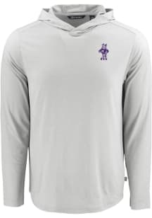 Cutter and Buck K-State Wildcats Mens Grey Vintage Wabash Coastline Eco Long Sleeve Lightweight Ho..