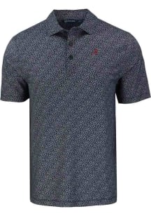 Cutter and Buck Alabama Crimson Tide Mens Black Pike Pebble Short Sleeve Polo