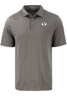 Cutter and Buck BYU Cougars Mens Grey Coastline Eco Short Sleeve Polo