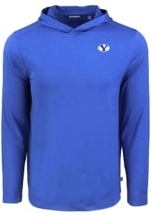 Cutter and Buck BYU Cougars Mens Blue Coastline Eco Long Sleeve Hoodie