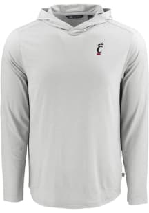 Cutter and Buck Cincinnati Bearcats Mens Grey Coastline Eco Long Sleeve Lightweight Hoodie