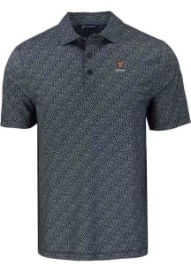 Cutter and Buck Harvard Crimson Mens Black Pike Pebble Short Sleeve Polo
