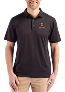 Cutter and Buck Harvard Crimson Mens Black Coastline Eco Short Sleeve Polo