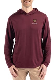 Cutter and Buck Harvard Crimson Mens Maroon Coastline Eco Long Sleeve Lightweight Hoodie