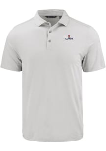 Cutter and Buck Illinois Fighting Illini Mens Charcoal Coastline Eco Short Sleeve Polo