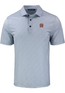 Cutter and Buck Maryland Terrapins Mens Grey Pike Pebble Short Sleeve Polo