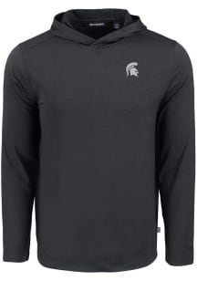 Cutter and Buck Michigan State Spartans Mens Black Coastline Eco Long Sleeve Lightweight Hoodie