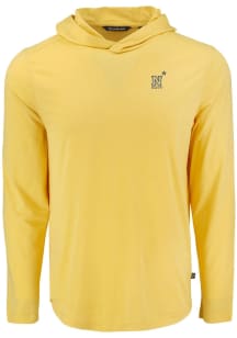 Cutter and Buck Navy Midshipmen Mens Yellow Coastline Eco Long Sleeve Hoodie