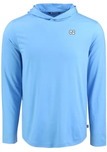 Cutter and Buck North Carolina Tar Heels Mens Light Blue Coastline Eco Long Sleeve Lightweight Hoo..