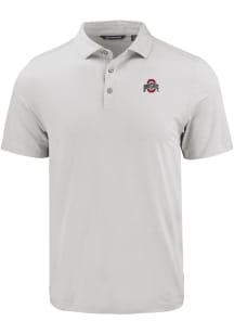 Cutter and Buck Ohio State Buckeyes Mens Charcoal White Letter Coastline Eco Short Sleeve Polo