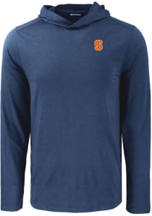 Cutter and Buck Syracuse Orange Mens Navy Blue Coastline Eco Long Sleeve Lightweight Hoodie
