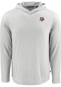Cutter and Buck Texas A&M Aggies Mens Grey Coastline Eco Long Sleeve Lightweight Hoodie