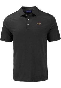 Cutter and Buck Tulsa Golden Hurricane Mens Black Coastline Eco Short Sleeve Polo