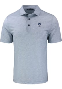 Cutter and Buck UConn Huskies Mens Grey Mascot Pike Pebble Short Sleeve Polo