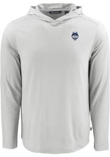 Cutter and Buck UConn Huskies Mens Grey Mascot Coastline Eco Long Sleeve Hoodie