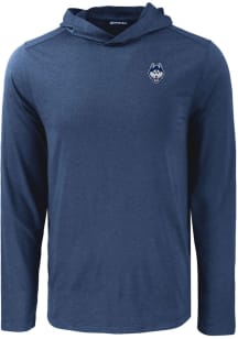 Cutter and Buck UConn Huskies Mens Navy Blue Mascot Coastline Eco Long Sleeve Hoodie