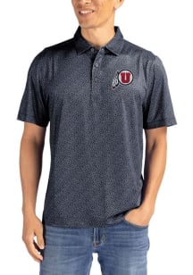 Cutter and Buck Utah Utes Mens Black Pike Pebble Short Sleeve Polo