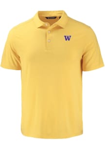 Cutter and Buck Washington Huskies Mens Yellow Coastline Eco Short Sleeve Polo